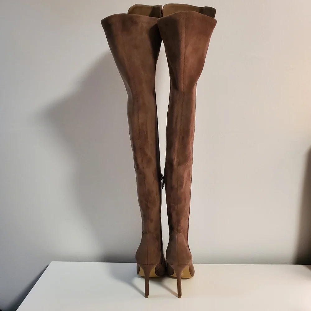 Charles David Brown Suede Over-the-Knee Stiletto Boots
